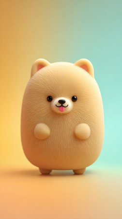 A cute cartoon bear cub, adorable and fluffy, perfect for illustrations and designs.の素材