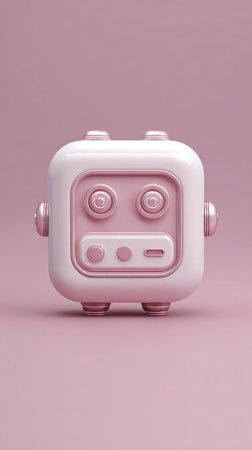 A charming, minimalist image of a pink robot toy against a matching pink backdrop. Perfect for design.の素材
