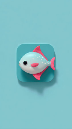 A cute fish illustration on a blue background, ideal for various design projects.の素材