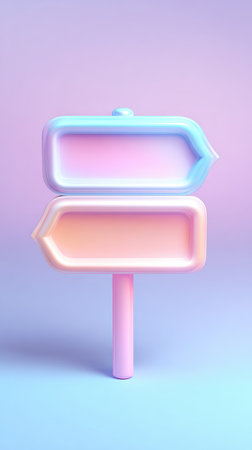 A colorful signpost with two blank signs, perfect for directions or messages.の素材