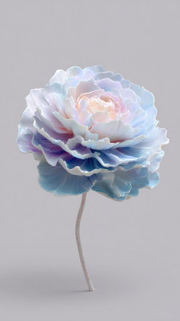A beautiful flower with layered petals in pastel hues, set against a neutral background.の素材