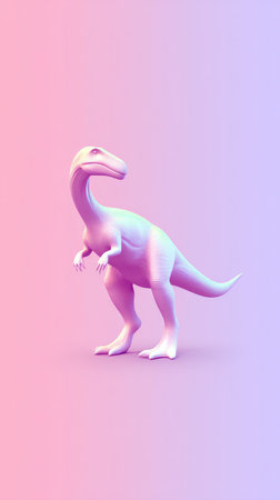 A vibrant, artistic rendering of a dinosaur sculpture set against a soft, colorful gradient backdrop.の素材