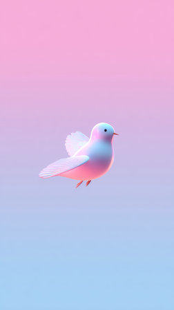 A captivating digital artwork featuring a bird with soft pastel colors, creating a serene and visually appealing composition.の素材