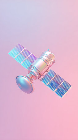 A vibrant illustration of a modern satellite, showcasing advanced technology and space exploration. Perfect for science and tech projects.の素材