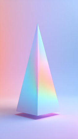 A minimalist composition featuring a geometric prism, showcasing the interplay of light and shadow.の素材
