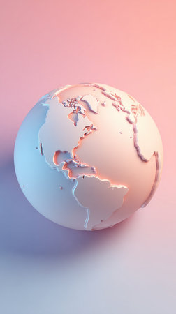 A detailed model of Earth, highlighting North America, with a gradient background.の素材