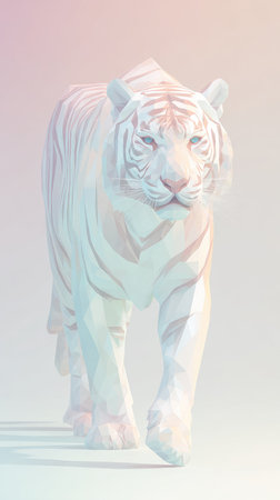A captivating sculpture of a white tiger, showcasing intricate details and artistic finesse. The image highlights the tigers form and texture.の素材