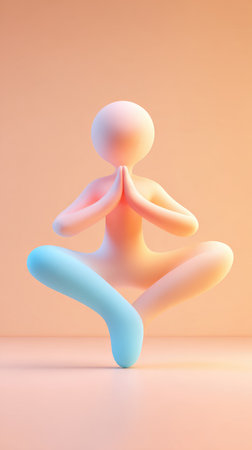 A serene illustration of a figure in a lotus pose, embodying mindfulness and focus. The soft colors and minimalist design create a calming atmosphere.の素材