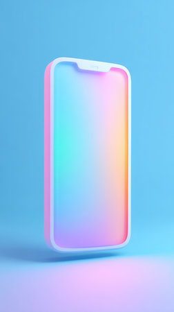 A stylish smartphone with a colorful screen, perfect for modern technology concepts.の素材