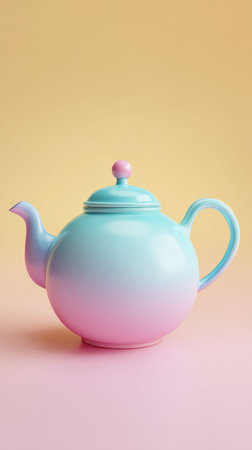 A beautiful pastel teapot with a gradient color scheme, perfect for tea lovers.の素材