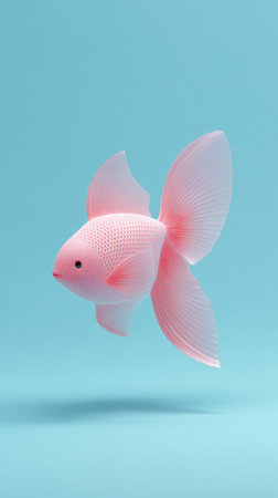A stunning image of a pink fish against a light blue background, perfect for design.の素材