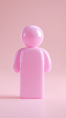 A pink figure stands on a pink background, a minimalist design with a smooth surface.の素材