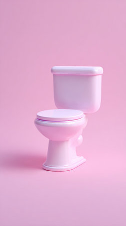 A pink toilet against a matching background, showcasing minimalist design and pastel aesthetics.の素材