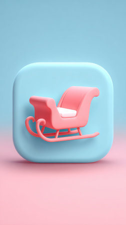 A pink sleigh on a blue and pink background, perfect for holiday themes.の素材