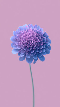 A close-up of a vibrant blue chrysanthemum flower, set against a delicate pink background, showcasing its intricate petals and beauty.の素材