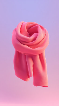 A beautifully draped pink scarf, captured in a studio setting with soft lighting and a gradient background.の素材
