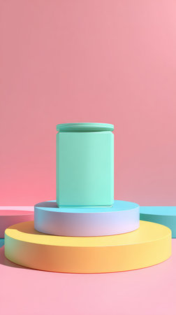 Abstract composition with geometric shapes in pastel colors, perfect for modern design projects.の素材