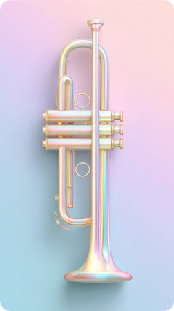 A beautiful trumpet instrument against a soft pastel gradient background. Perfect for music and art projects.の素材