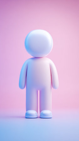 A serene, minimalist figure rendered in soft pastel colors, evoking a sense of calm and simplicity.の素材
