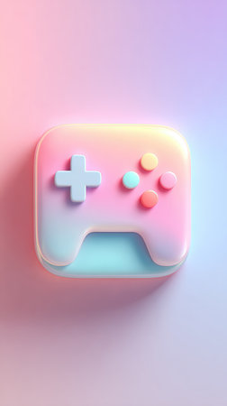 A pastel-colored gaming controller icon with a soft, playful design, perfect for gaming-related content.の素材