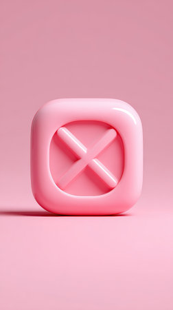 A pink square with a rounded shape and an X in the middleの素材