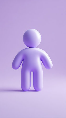 A minimalist purple figure, smooth and simple, standing alone against a matching background.の素材