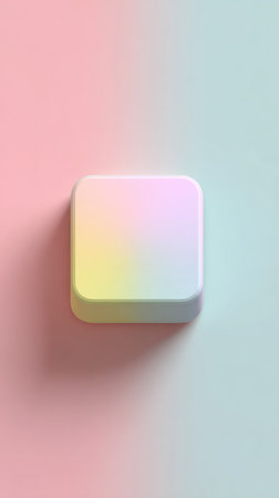A square button with a soft pastel gradient color and a subtle shadow, perfect for design.の素材
