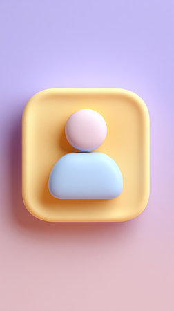 A simple user icon in pastel colors on a yellow square, perfect for app design.の素材
