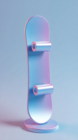 A vibrant and modern image of a holographic skateboard, perfect for design projects.の素材