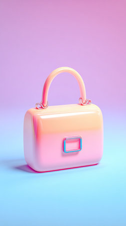 A fashionable handbag with a handle, featuring a pastel color palette, captured in a studio setting.の素材