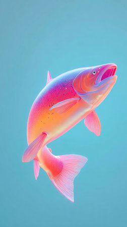 A stunning image of a colorful fish with rainbow hues swimming gracefully in the water.の素材