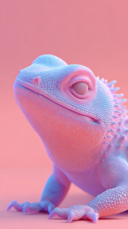 A captivating close-up of a lizard bathed in soft pastel hues, showcasing intricate details and textures.の素材