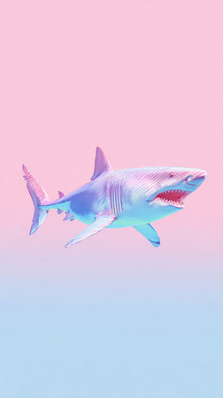 A captivating image of a shark rendered in soft pastel colors, creating a visually striking and artistic representation.の素材