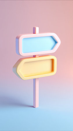 A whimsical signpost featuring two arrows, perfect for conveying choices or directions.の素材