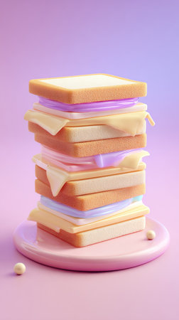 A vibrant image showcasing a stack of colorful sandwiches, perfect for food-related projects.の素材