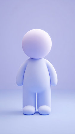 A minimalist 3D rendered figure stands on a solid surface, showcasing a clean and modern aesthetic.の素材