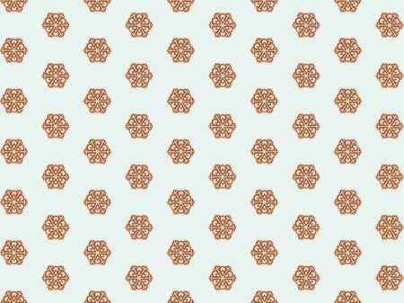A seamless pattern of symmetrical hexagonal shapes, resembling snowflakes. A geometric design that is ideal for textiles, wallpaper, or decorative artの写真素材