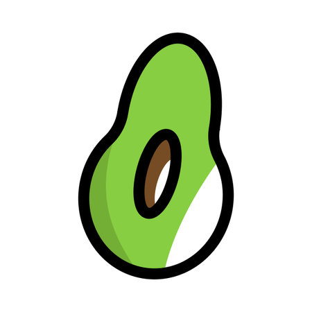Avocado Half Cartoon Line Illustration