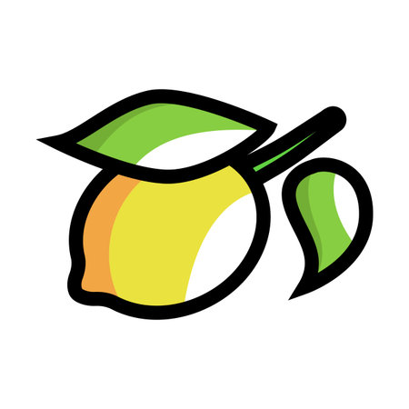 Lemon Fruit Cartoon Line Illustrationの写真素材