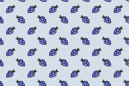Grape Cluster Seamless Cartoon Pattern
