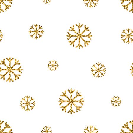 Glitter snowflake seamless pattern on white background. Great for wallpaper, web background, wrapping paper, fabric, packaging, greeting cards, invitations and more.のイラスト素材
