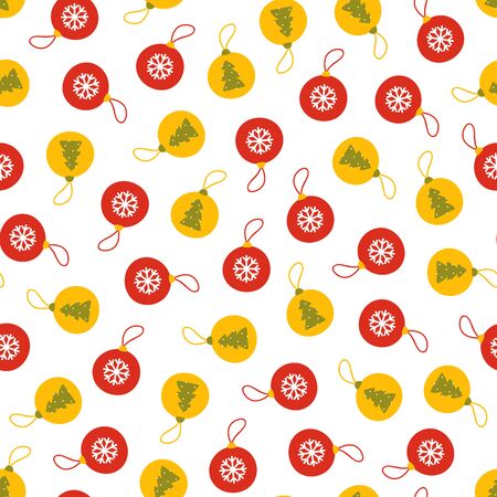 Christmas ball pattern on white background. Great for wallpaper, background, wrapping paper, fabric, packaging, greeting cards, invitationsのイラスト素材