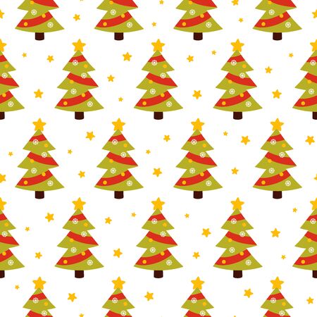 Christmas tree and star pattern on white background. Great for wallpaper, background, wrapping paper, fabric, packaging, greeting cards, invitationsのイラスト素材