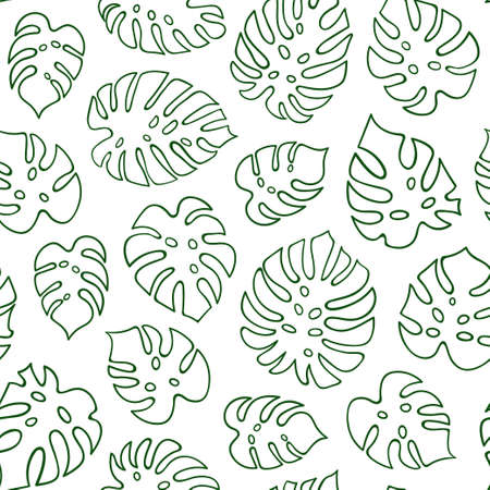 Leaf pattern on white background. Plant leaf seamless pattern. Great for wallpaper, web background, wrapping paper, fabric, packaging, greeting cards and more.のイラスト素材