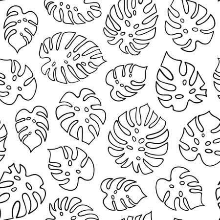 Tropical leaf pattern on white background. Plant leaf seamless pattern. Great for wallpaper, web background, wrapping paper, fabric, packaging, greeting cards and more.のイラスト素材