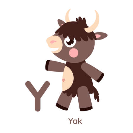 Cute animal alphabet. Letter Y. Yak illustration. Series A-Z.のイラスト素材