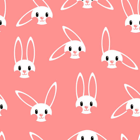 Bunny pattern on pink background. Great for wallpaper, web background, wrapping paper, fabric, packaging, greeting cards, invitations and more.のイラスト素材