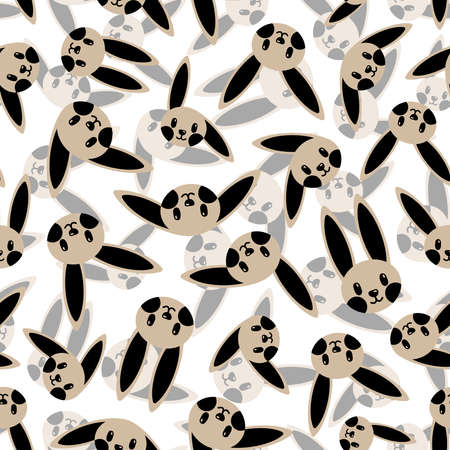 Beige bunny pattern on white background. Great for wallpaper, web background, wrapping paper, fabric, packaging, greeting cards, invitations and more.のイラスト素材