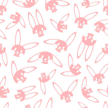 Pink bunny pattern on white background. Great for wallpaper, web background, wrapping paper, fabric, packaging, greeting cards, invitations and more.のイラスト素材