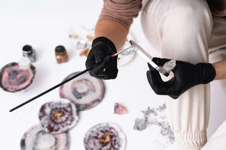 Resin marble coasters. Creativity and craft.